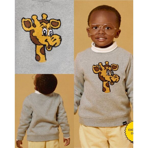 Bonobos NWT Kids Geoffrey Long Sleeve Crewneck Graphic Sweatshirt Light Heather - Picture 2 of 6